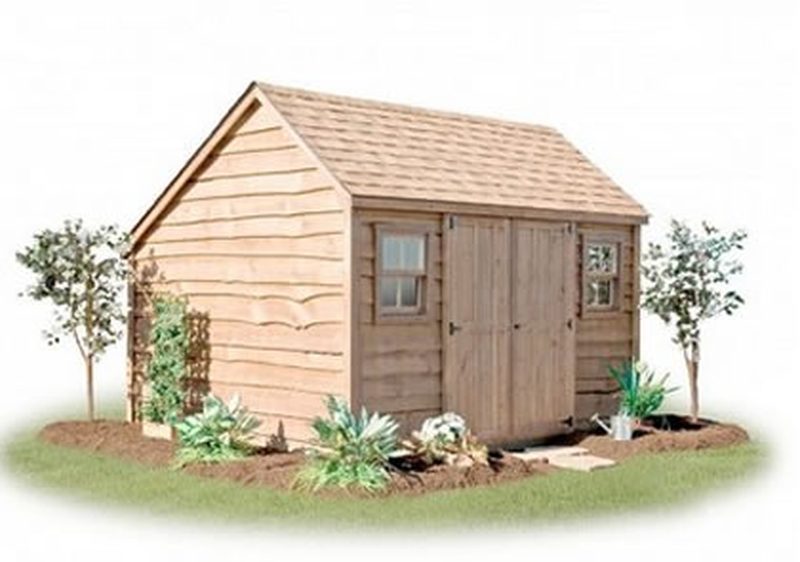 10x12 Garden Shed, No sealer, Brown roof, Gable vents, Extra set of double doors